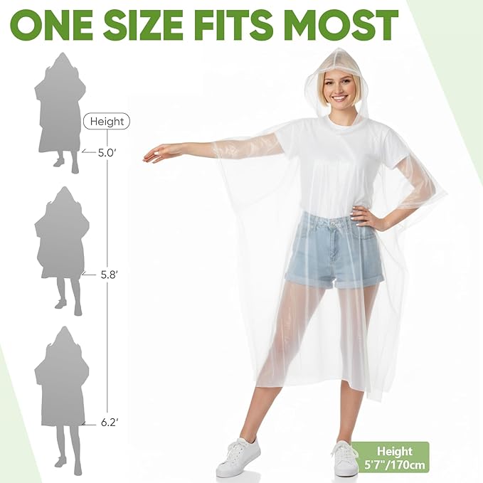 APEXUP Disposable Rain Ponchos for Adults, Emergency Rain Poncho for Camping Hiking Travelling