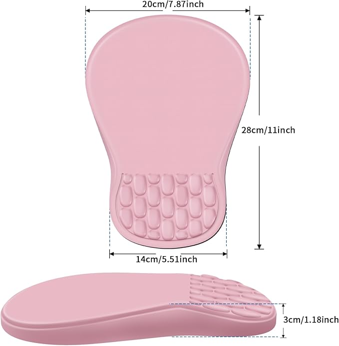 YIWEI Ergonomic Mouse Pad with Wrist Rest - Comfortable Office Mousepad with Memory Foam Wrist Support for Carpal Tunnel Relief, Mouse Pads with Non-Slip Base for Gaming and Home (Pink)