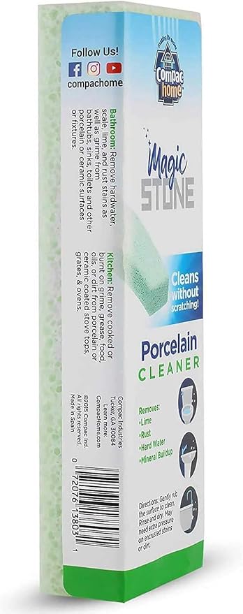 Compac Home Magic-Stone Porcelain Cleaning Stick - Toilet Bowl Cleaner, Handy Toilet Cleaner Easily Scrubs/Removes Stubborn Lime Stains from Porcelain or Bathroom Fixtures, 4 Count