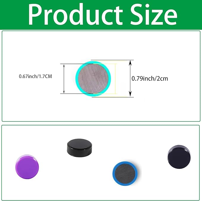 Fridge Magnet - 40 Pack 10 Colors Refrigerator Magnets, Mini Strong Magnets for Whiteboard, Locker & Map- Colorful Round Cute Small Magnets for Kitchen, Office, Classroom, School (Assorted)