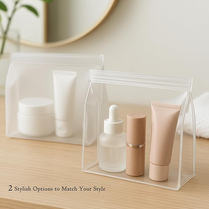 30 Pack Clear Makeup Bag Organizer Cosmetic Zipper Pouch TSA Approved Small Travel Pouches for Toiletries Transparent EVA Reusable Water-resistant Plastic Clear Gift Bags Bulk, 11” x 8” x 2.8”