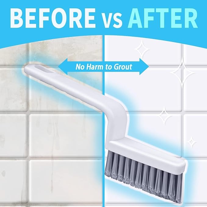 Lumkew Grout Cleaner Brush,Hard Bristle Grout Cleaning Brushes Scrubber for Tile Floors Bathroom Shower, Black, 3 Pieces