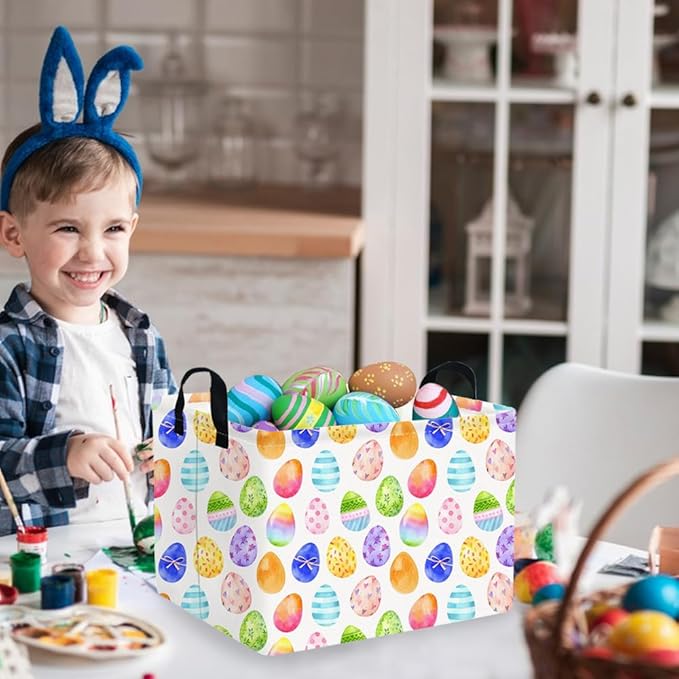 Rectangular Cute Easter basket,Easter basket empty,Storage Basket for baby Bedroom,Toy Gift Organizerm,Kids Storage Bin,Gift baskets,Easters Home Decor(Blue Easters egg)