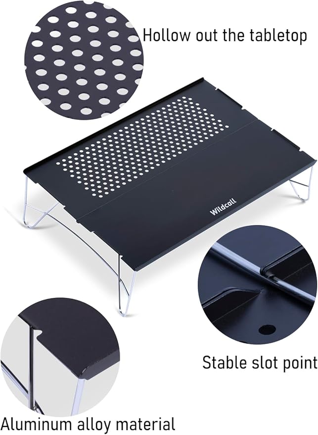 WildCall Mini Solo Folding Table Ultralight Compact with Carry Bag for Backpacking Camping Hiking Beach (Gunmetal)