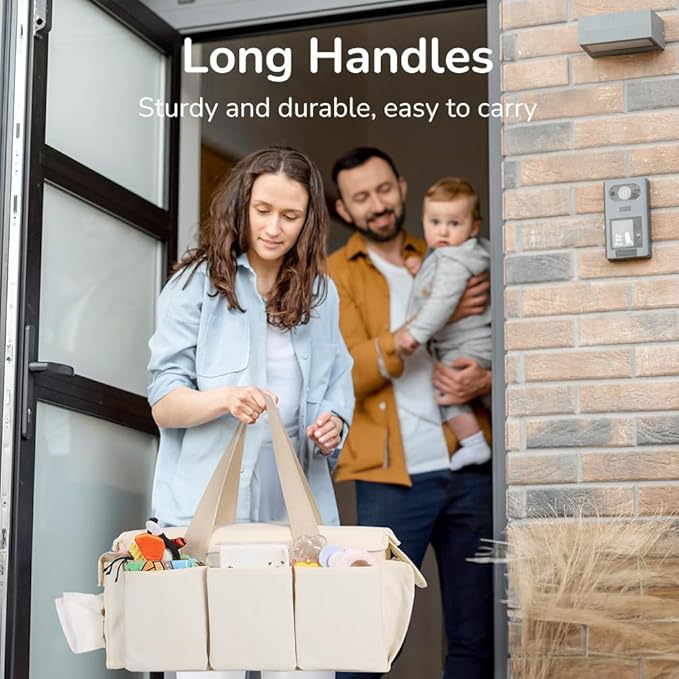 YOHOOLYO Baby Diaper Caddy Organizer, Large Portable Storage Basket for Newborn Essentials, Nursery Must-Have for Boys and Girls, Gift for Baby Shower and Registry Must-Have, Car and Travel Caddy