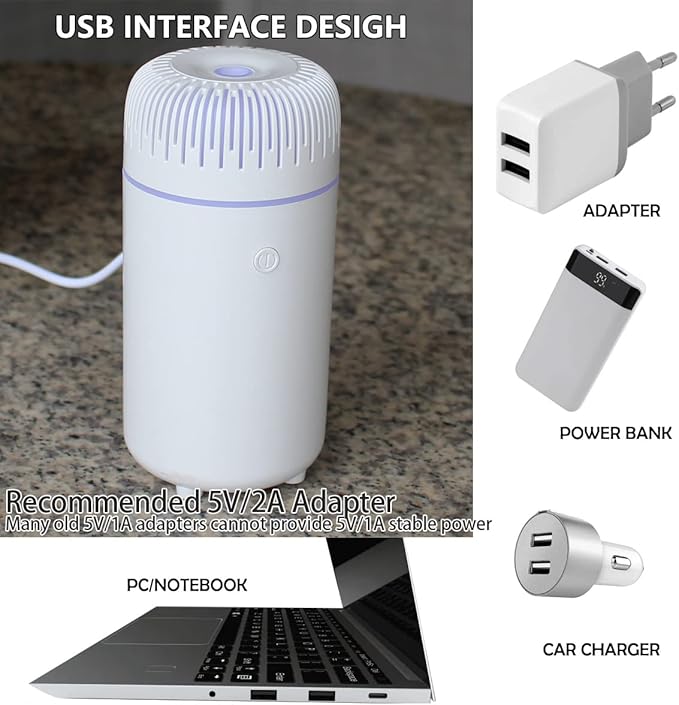 Unee Car Diffuser,USB 100ml Small Humidifier Essential Oil Aroma Diffuser Aromatherapy Diffusers Cool Mist for Car Home Office(White)