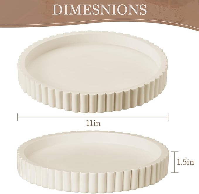 Decorative Tray for Coffee Table Decor - Concrete Round Tray Home Decor - Decorative Trays - Circle Coffee Table Centerpiece
