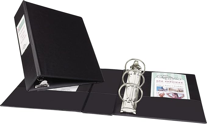 Avery Mini 3 Ring Binder, Holds 5.5" x 8.5" Paper, 2" Round Rings, 375-Sheet Capacity, 2.8 Inch Wide Spine, Label Holder, 1 Black Binder, Great for Home, Office, School Supplies, and More (27554)