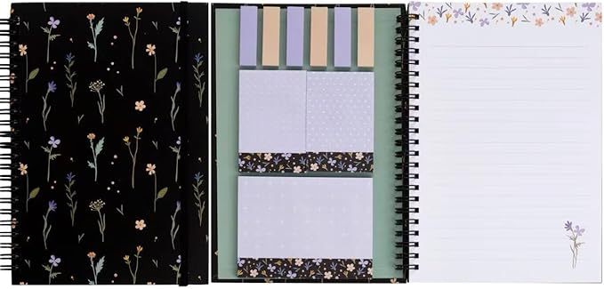 A5 Spiral Sticky Notebook,with 9 pads of decorated sticky notes and a handy notebook,Note Pads Teacher Appreciation Gift Writing Memo Pads School Office Supplies and Daily Life Organization (Chloris)