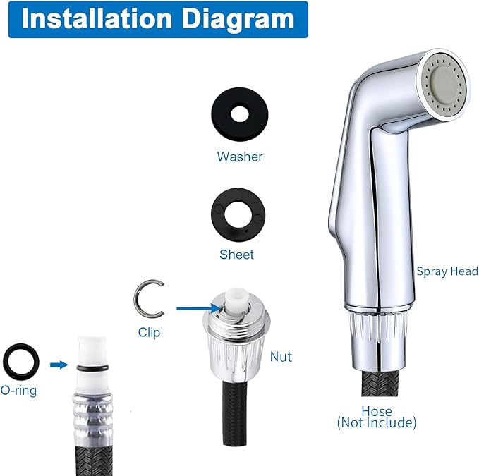 Kitchen Sink Side Sprayer Head Replacement Universal Fit Sink Spray Attachment, Household Kitchen Sink Sprayer Replacement Parts, Chrome Finish