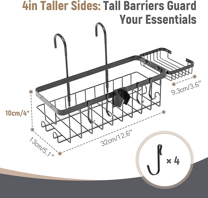 TYYIHUA Hanging Shower Caddy for Shower Chair with Hooks, Soap Tray and Shower Rack, Bathroom Showers Organizer Basket for Elderly, Pregnant, Patient, Handicap Accessories for Daily Living