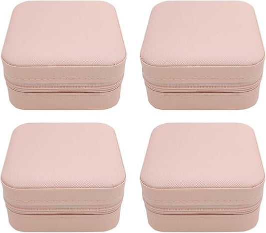Mini Jewelry Case, Small Travel Jewelry Organizer, Portable Jewelry Box Mini Storage Organizer Display Box For Rings Earrings Necklaces (Pink-4)