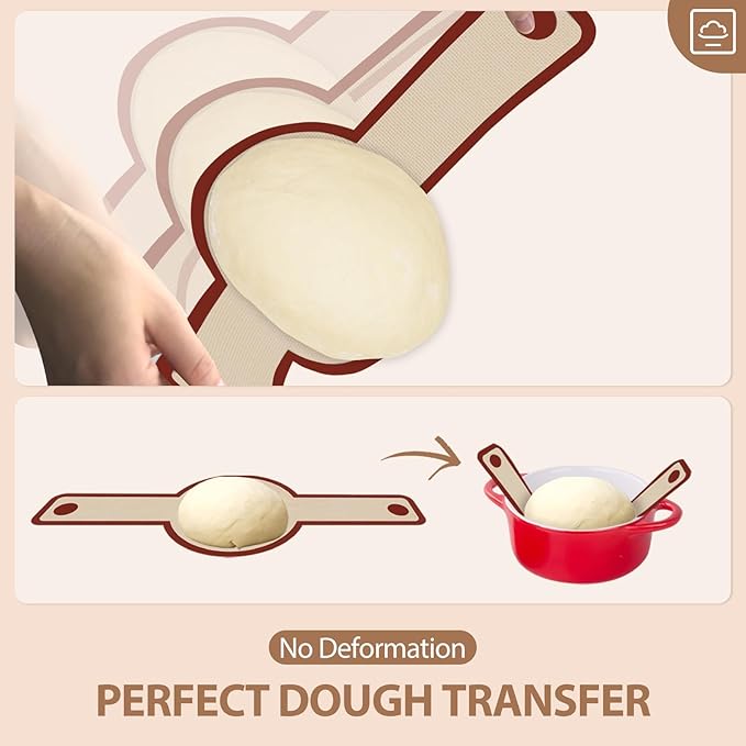 Silicone Bread Sling for Dutch Oven, 2-Pack Non-Stick Reusable Baking Mat with Heat-Resistant Handles, Easy Sourdough Transfer, Ideal for Home Baking, Oven Use, Kitchen Beginners