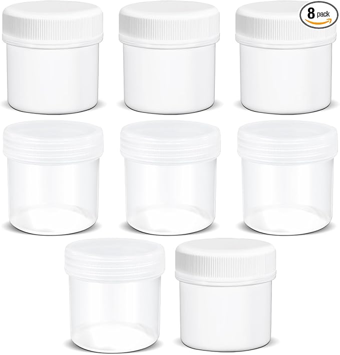 TSA Approved Wide Mouth Travel Size Containers, PP Clear & White Leak Proof Travel Plastic Jars with Lids for Creams Lotion Cosmetic, Jewelry Beads, Sample, Small Items Storage (1.7 oz, 8 Pcs)