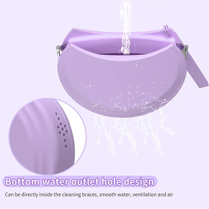 2 Pack Silicone Retainer Case with Vent Holes Lanyard Aligner Case Cute Portable Container Holder Night Guard Case for Travel Girl Women Men Kids (Purple+Pink)