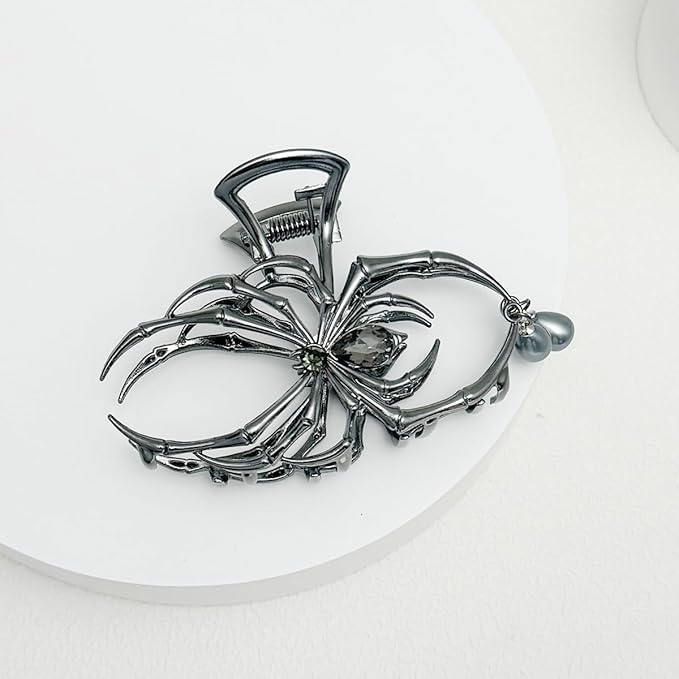 3 Pieces Large Metal Spider Net Hand Hair Claw Clips for Women and Girls Thick Long Hair, Nonslip Skeleton Spooky Barrette Headband Hair Styling Accessories for Halloween Christmas Gifts