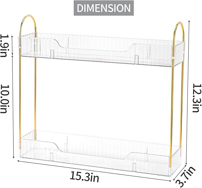 Bathroom Countertop Organizer, 2-Tier Slim Vanity Storage Rack for Bathroom Sink, Narrow Counter Organizer for Toiletries Skincare Perfume with Clear Plastic Trays