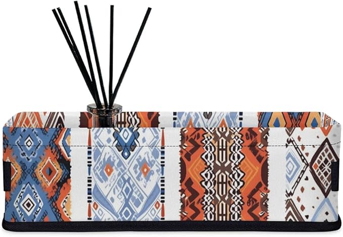 Western Tribal Small Bathroom Baskets for Toilet,Foldable Toilet Paper Tank Basket Organizer for Towels Storage Decorative Open Storage Bins for Home,Closet,Containers,Cabinet