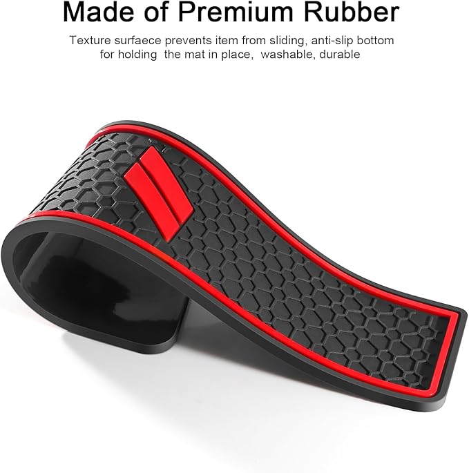 Cup Holder Inserts for Dodge Durango Accessories 2021 2022 2023 2024 2025 2026 Center Console Mat Custom Fit Silicone Cup Liners Pads Interior Decoration (5pcs/Set, Red)