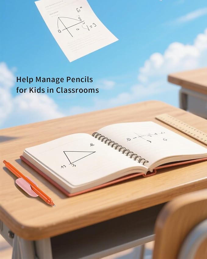 Adhesive Pencil Holders for Desk Set of 10 - Silicone Pen Holder with 15 PCS Adhesive Pads - Flexible Pencil Holder for Office Essentials Accessories and Teacher Supplies, Pink