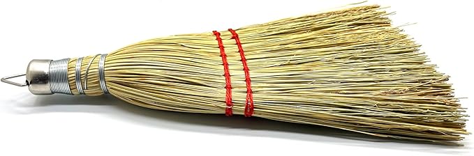 12 Inch Corn Handmade Broom Mini Whisk Made of Natural Corn Broom Straw with a Solid Metal Hang Design for Outdoor Car Porch Debris Dust Dirt Driveways Sidewalks Halloween