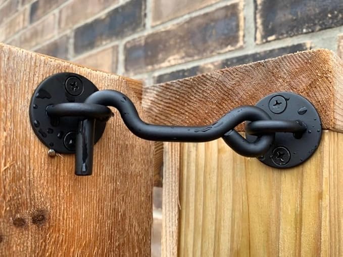 (2 Pack) Raswik 4" Privacy Hook and Eye Gate Latch Easy Lock for Sliding Barn Door, Black
