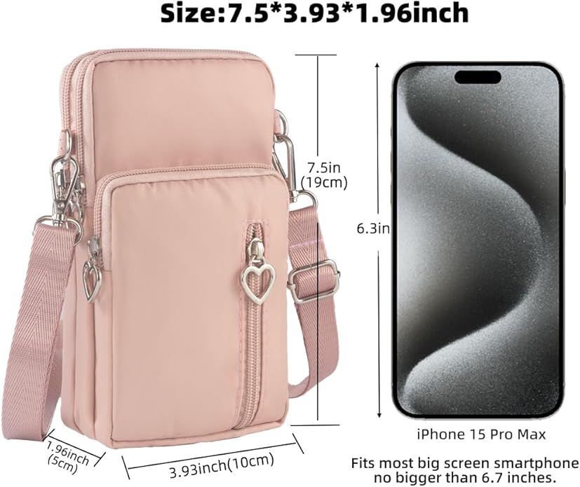 JANKS Small Crossbody Bag for Women - Mini Phone Purses with Crossbody Strap and Wallet - Nylon Arm Bag