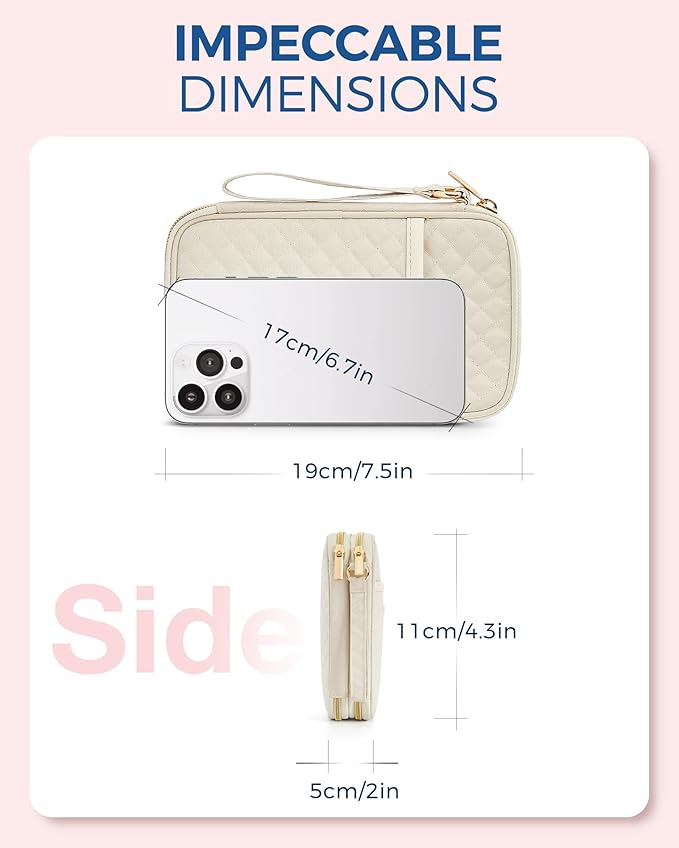 BAGSMART Electronic Cord Cable Organizer Travel Bag Case, Double Layers Tech Electronic Bag, Essentials for Charger, Cable, Phone, Flash drive, Beige