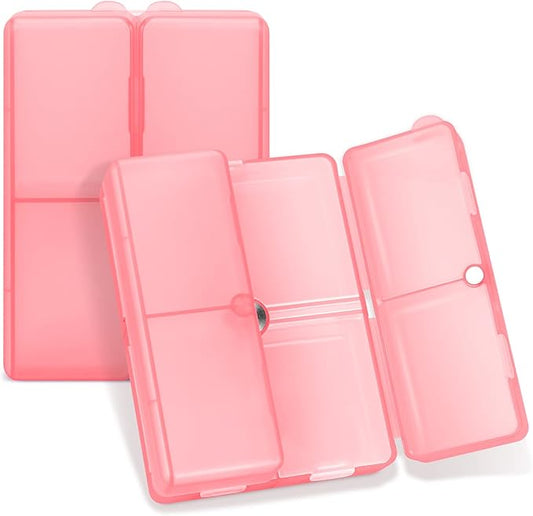 FYY Daily Pill Organizer,7 Compartments Portable Pill Case Travel Pill Organizer,[Folding Design] Large Pill Box for Purse Pocket to Hold Vitamins,Cod Liver Oil,Supplements and Medication-Clear Red