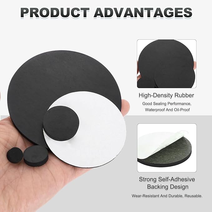 PATIKIL Non Slip Furniture Pads 2-3/8" (60mm x 2mm), 10 Pcs Adhesive Backed Round Rubber Feet Anti-Scratch Rubber Furniture Grippers for Hardwood Floor Electronics Bed Drawers DIY