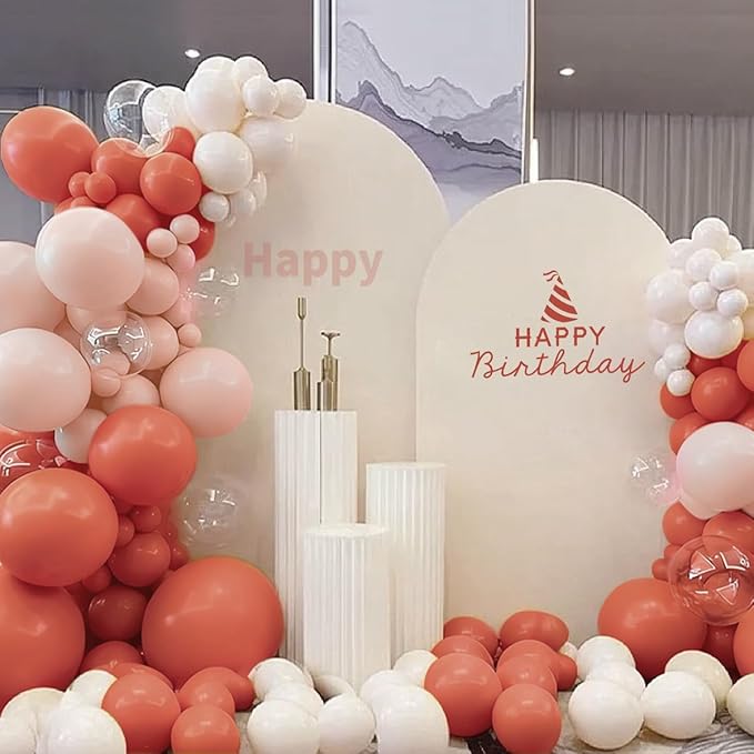 MEBAY Orange Pink Blush White Balloon Garland Arch Kit, 155Pcs Latex Balloons Different Size 18 12 10 5 inch for Baby Shower Gender Neutral Orange Citrus Kids Birthday Party Backdrop Decorations