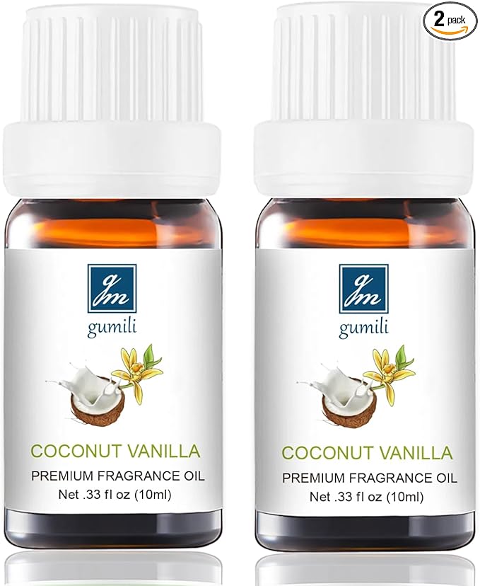 Coconut Vanilla Essential Oil - Natural Perfume for Aromatherapy, Perfume Making, Candles, Soap, Room Spray, Diffuser Blends - Organic, 10mL Undiluted - Pack of 2