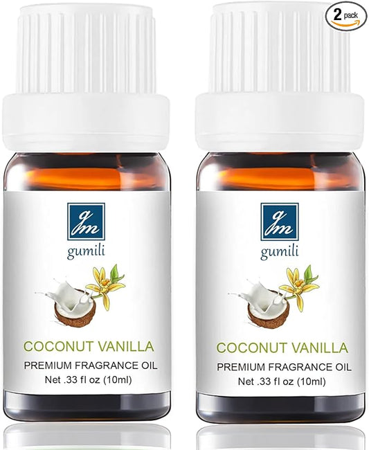 Coconut Vanilla Essential Oil - Natural Perfume for Aromatherapy, Perfume Making, Candles, Soap, Room Spray, Diffuser Blends - Organic, 10mL Undiluted - Pack of 2