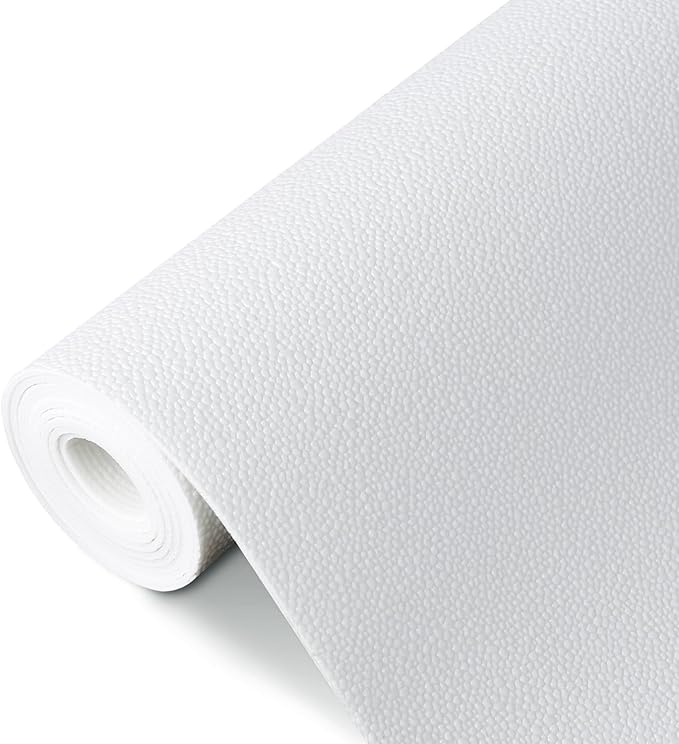 WochiTV Shelf Liner for Cabinets, Drawer Non Adhesive Non Slip Foam Mat for Kitchen, Pantry, Bathroom, Cupboard, Garage, Closet, Shelves, Drawer, Tool Box, White 17.5 x 354 inches