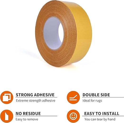 TAPEBEAR Heavy-Duty Double Side Carpet Tape, Carpet Tape for Rug, Wood, Floor, Residue-Free Rug Tape, Multipurpose Gripper Non Slip Tape, 2inch X 40yard, 4 Rolls