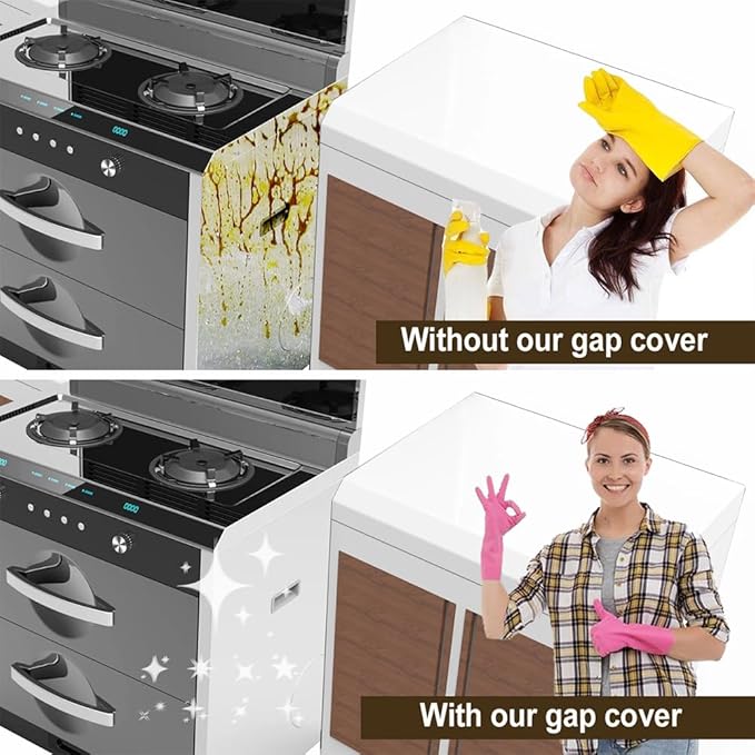 Silicone Kitchen Stove Counter Gap Covers, Kitchen Counter Gap Anti-Slip Filler Seals Spills Between Counter, Stovetop, Oven, Washer, Set of 2 (21 Inches, Clear)