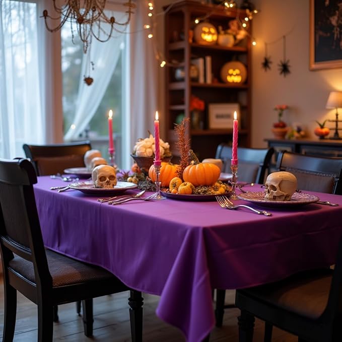 sancua Rectangle Tablecloth - 70 x 70 Inch - Stain and Wrinkle Resistant Washable Polyester Table Cloth, Decorative Fabric Table Cover for Dining Tables, Buffet Parties and Camping, Purple