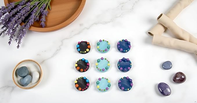 9pcs Worry Stones for Adults - 12-Node Tactile Therapy Sensory Fidget Toys with Chromatherapy Colors, Portable Travel Anxiety Relief Stone for Office Home & Outdoor Stress Management