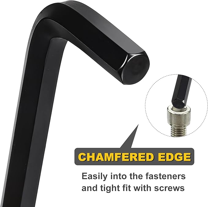 Topline 27-Piece Long Arm Allen Wrench Set with Ball End, SAE, Metric Hex Key Set Included, Hex L-Key Set, Portable Allen Key Set With Storage Rack for Basic Home Repair and General Applications