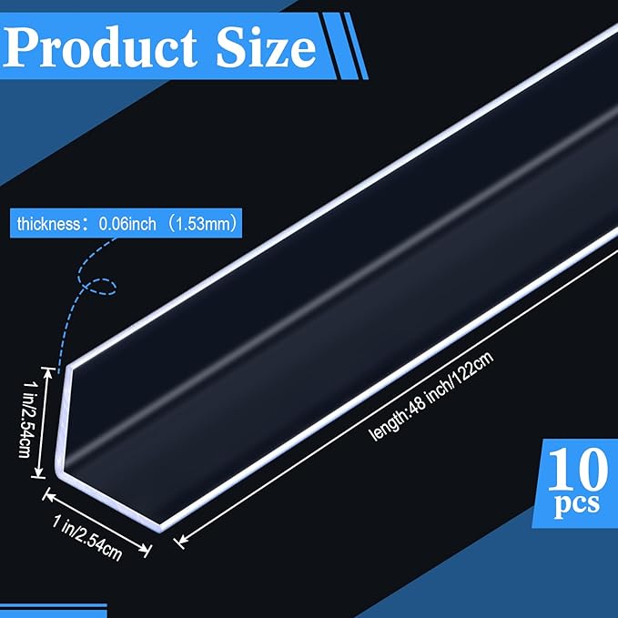 Sasylvia 10 Pcs Wall Corner Protector Guards, Avoid Scratching Scuffs, 1 x 48 Inches Vinyl Corner Trim Molding, Ease Install & Cleaning for Door Countertop Furniture Cabinet Protection, Clear