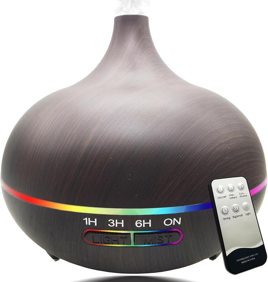 Diffusers for Essential Oils Large Room 550ml Aroma Diffuser for Home, Ultra Quiet Aromatherapy Essential Oil Diffuser, Ultrasonic Cool Mist Humidifier with 7 Light Colors, Timer Setting