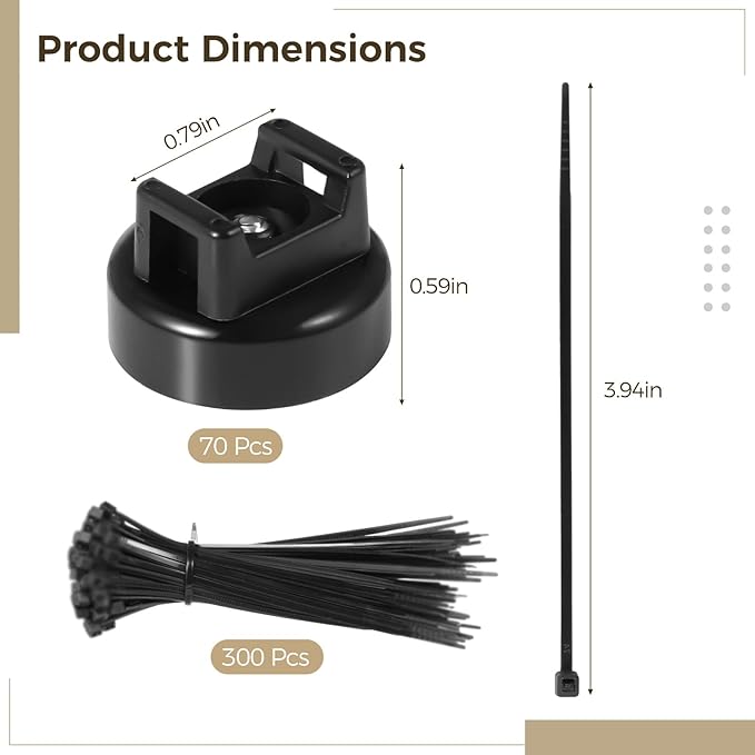 Magnetic Cable Zip Tie Mounts, 15 Pcs Magnets with 50 Pcs Cable Zip Ties, Multipurpose Magnetic Cables Holder for Cables Management, Wire Management Bases