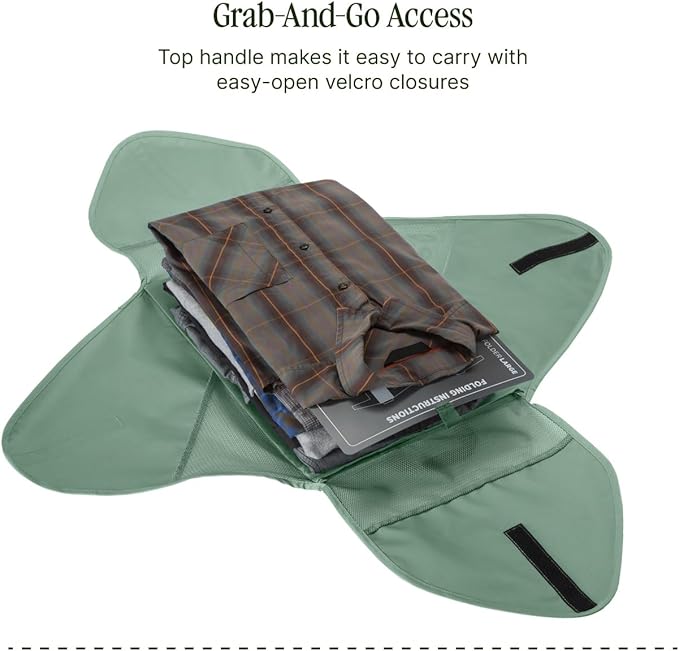 Eagle Creek Pack-It Reveal Garment Folder - Compression Wings - Maximize Luggage Space - Convenient Top Handle - Quick Drying Material - Large - Willow Green