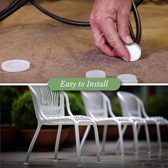 1-1/4" Deluxe Wrought Iron Chair Glides, Protect Your Outdoor Furniture, Chair Leg Floor Protectors, Plastic Floor Protector, Round, Pack of 16, White