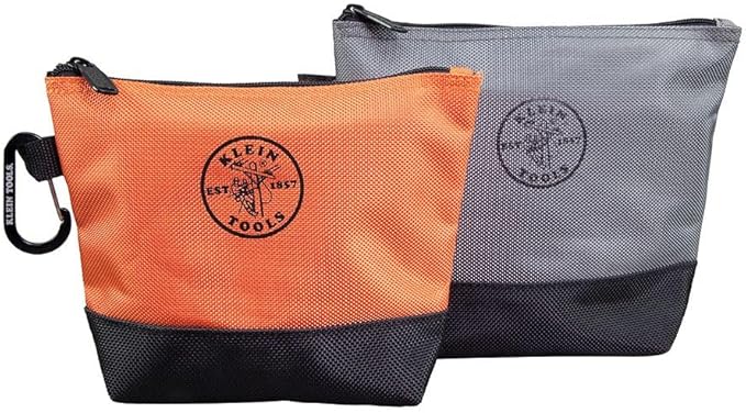 Klein Tools 80056 Tool Bag Storage Kit, 1680d Stand-Up and Canvas Zipper Pouches, Assorted Colors, 6-Piece