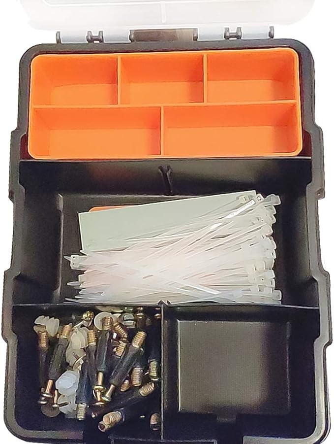 Small Tool Parts Box, Plastic Tool Storage Case, Home Hardware Organizer with Removable Dividers, Small Toolbox for Nails, Screws, Nuts and Bolts, 10-Compartment