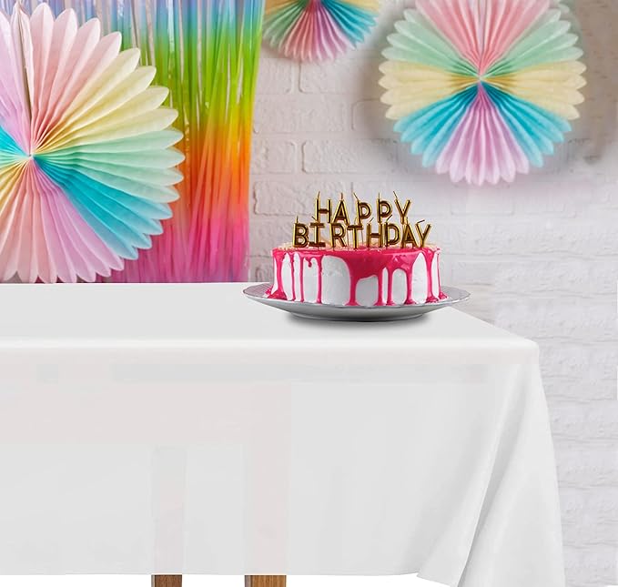 DecorRack 2 Rectangular Tablecloths BPA-Free Plastic, 54 x 108 inch, Dining Table Cloth, Rectangle Table Cover for Parties, Picnic, Camping and Outdoor, Disposable or Reusable, White (2 Pack)