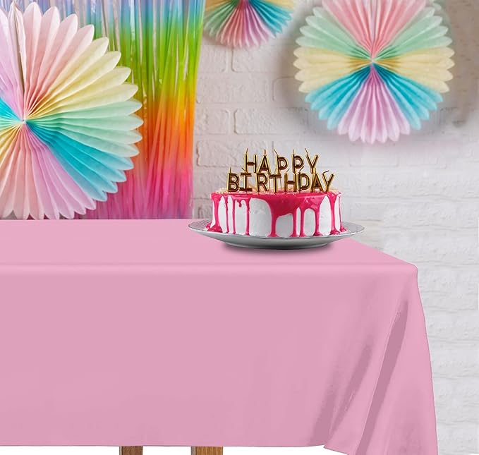 DecorRack 12 Rectangular Tablecloths BPA-Free Plastic, 54 x 108 inch, Dining Table Cloth, Rectangle Table Cover for Parties, Picnic, Camping and Outdoor, Disposable or Reusable, Light Pink (12 Pack)