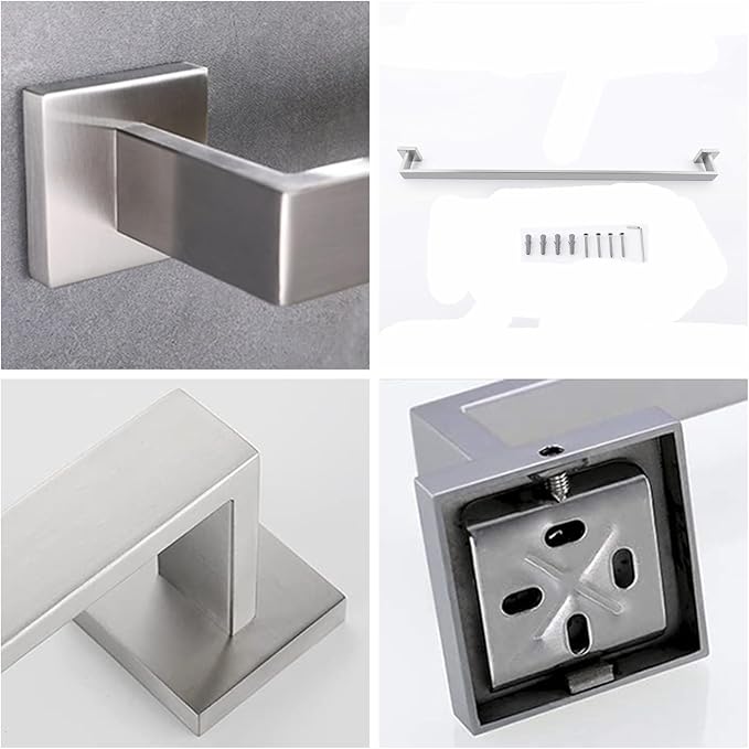 32 Inch Towel Bar for Bathroom 12/16/24/28/32/36 Inch Kitchen Towel Holder Brushed Nickel Towel Rod Wall Mounted SUS304 Rustproof Towel Rack Modern Square Design (1, Brushed Nickel, 32 Inch)