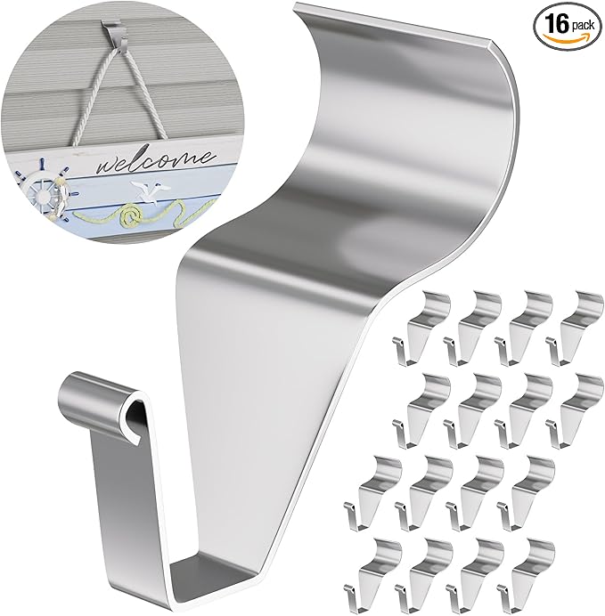 Cozcty 16 Pack Vinyl Siding Hooks, Siding Clips Heavy Duty for Hanging Outdoors, Easy Install Garland Hanger to Hang Wreath Things for Door Frame, Porch Decor, Welcome Sign